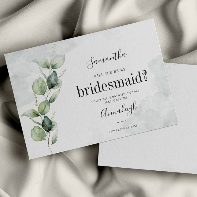 Eucalyptus kommer du att bli mitt Bridesmaid-kort (Skapare uppladdad)