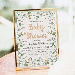 Eucalyptus Könsneutrala babyskor för vattenfärg Inbjudningar
