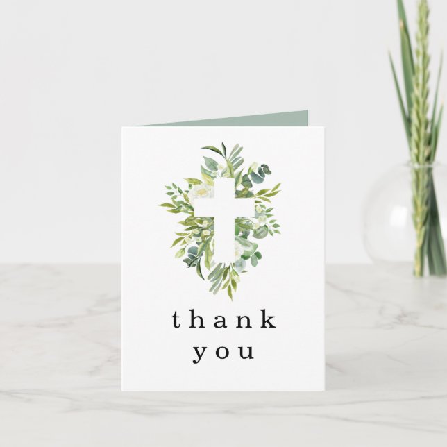 Eucalyptus Kor Baptism Christening Tack Inbjudan (Framsida)