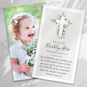 Eucalyptus Kor Photo Baptism Prayer Card