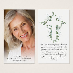 Eucalyptus Kor Photo Memorial Prayer Card Visitkort