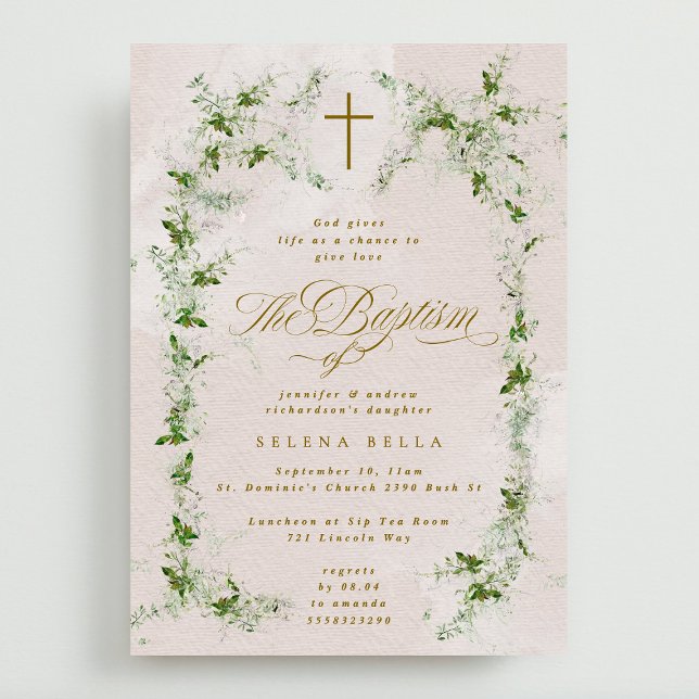 Eucalyptus Kor vid andningsinandning (Baptism) Inbjudningar (Skapare uppladdad)