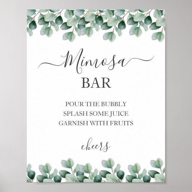 Eucalyptus l Greenery Bröllop Mimosa Sign Poster (Framsidan)