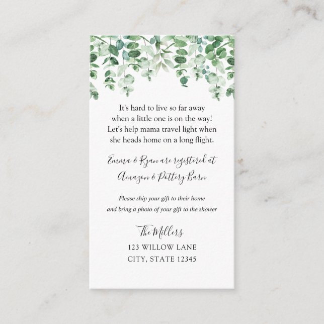 Eucalyptus Långvarig avstånd babydusch Tilläggskort (Framsida)