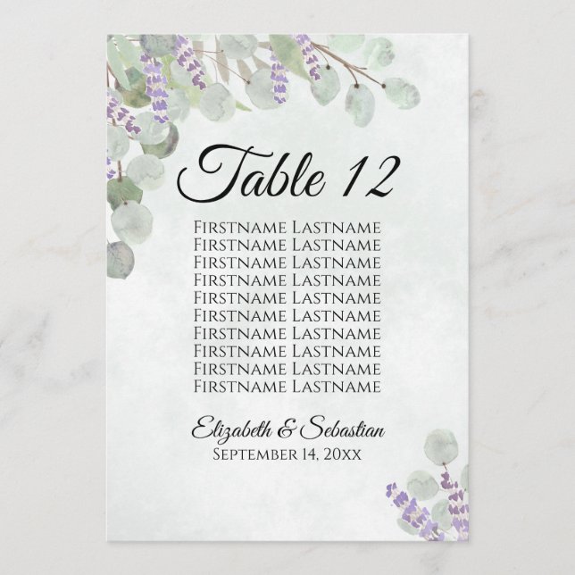 Eucalyptus & Lavender 10 Bord-kort, stort (Framsida)