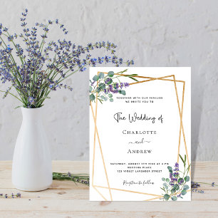 Eucalyptus lavender blommigt geometrisk bröllop vykort