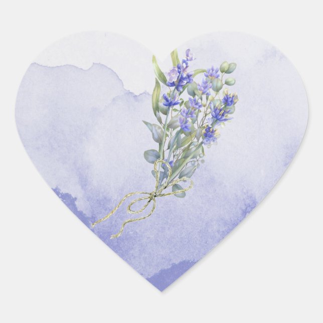 Eucalyptus Lavender Blommigt Hjärtformat Klistermärke (Framsida)