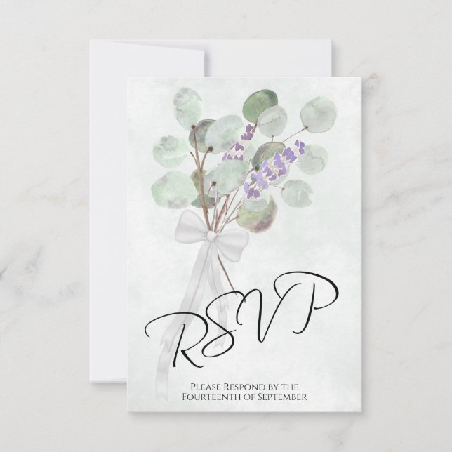 Eucalyptus & Lavender Bouquet Elegant Boho Bröllop OSA Kort (Framsida)