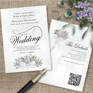 Eucalyptus & Lavender Bouquet QR Code Bröllop Inbjudningar