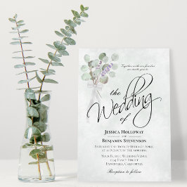 Eucalyptus & Lavender Bouquet Rustic Boho Bröllop Inbjudningar