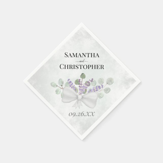 Eucalyptus & Lavender Bouquet Rustic Boho Bröllop Pappersservett (Hörn)