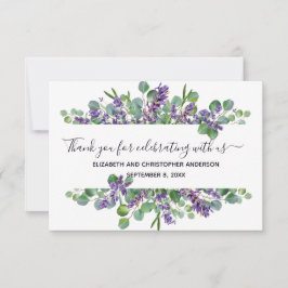 Eucalyptus Lavender Calligraphy Bröllop Tack Kort