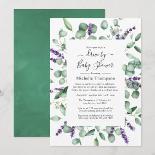 Eucalyptus Lavender Drive by Möhippa or Baby Showe Inbjudningar