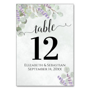 Eucalyptus & Lavender Elegant Boho Bröllop Bordsnummer