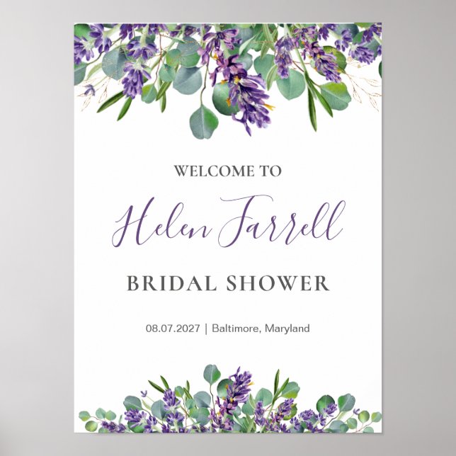 Eucalyptus Lavender Flowers-Möhippa Poster (Framsidan)