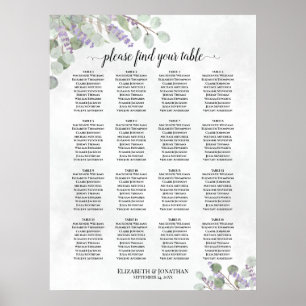Eucalyptus Lavender för sätesschemat Bord 16 Bröll Poster