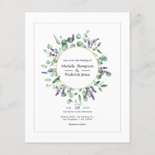 Eucalyptus Lavender Geometric Guld Bröllop Flygblad