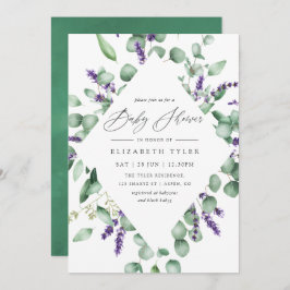 Eucalyptus Lavender Greenery Baby Shower Inbjudningar