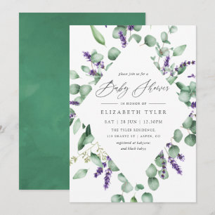 Eucalyptus Lavender Greenery Baby Shower Inbjudningar