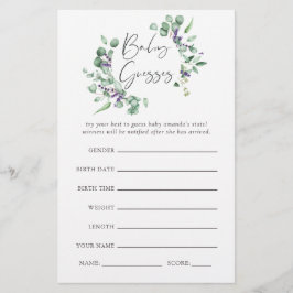 Eucalyptus Lavender Greenery Baby Shower-spel