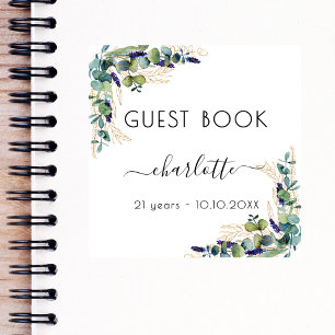 Eucalyptus lavender Greenery födelseår Guest Bok Klistermärken