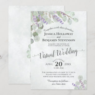 Eucalyptus Lavender & Greenery Virtuellare Bröllop Inbjudningar