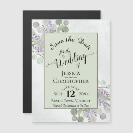 Eucalyptus & Lavender Rustic Sage Spara datum Magnetisk Inbjudningskort