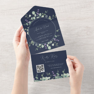 Eucalyptus Lavender Script QR Code Vår bröllop