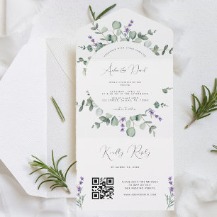 Eucalyptus Lavender Script QR Code Vår bröllop