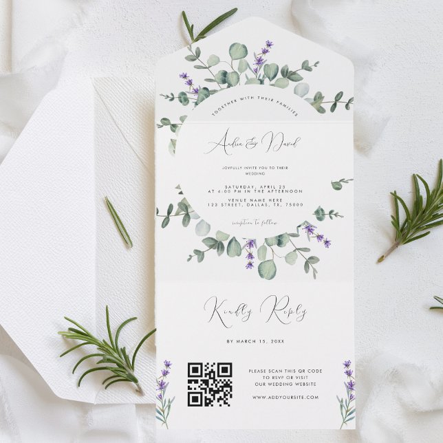 Eucalyptus Lavender Script QR Code Vår bröllop (Skapare uppladdad)