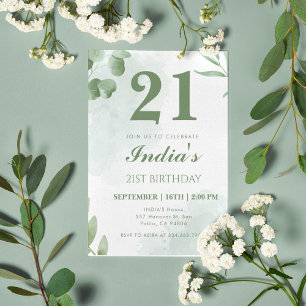 Eucalyptus Leaf 21:a födelsedagspartiet Inbjudningar