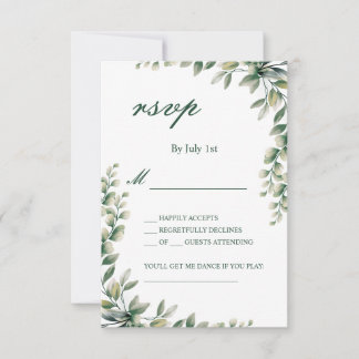 Eucalyptus leaves botanical rsvp wedding card OSA kort