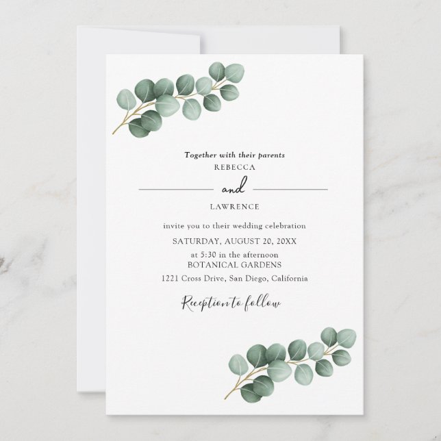 Eucalyptus Leaves Greenery  Inbjudningar (Framsida)