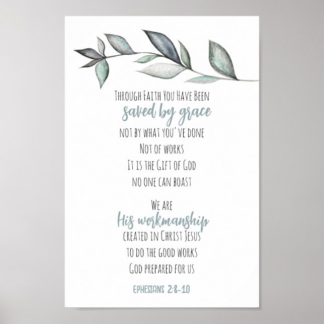 Eucalyptus Löv Bible Verse Scripture Wall Art Poster (Framsidan)