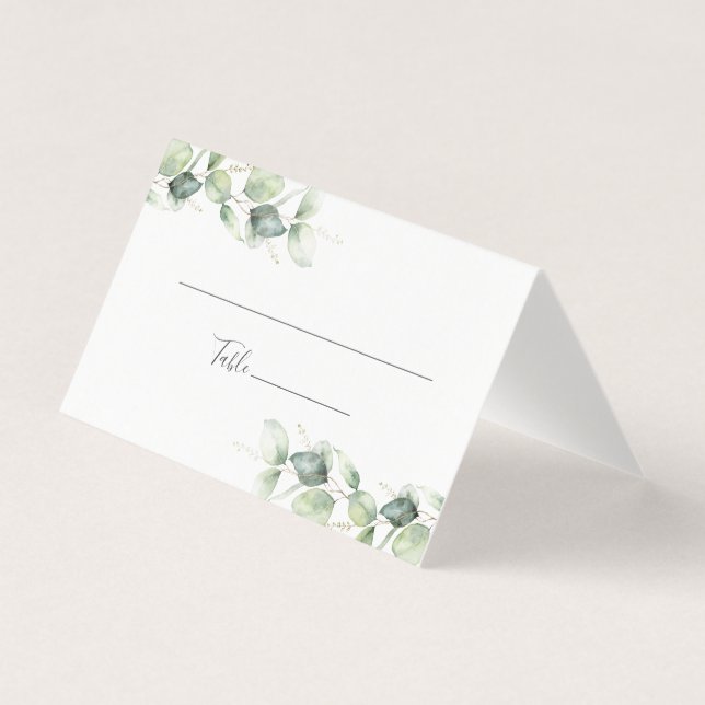 Eucalyptus Löv Botanical Bröllop Place Card Kort (Framsida)