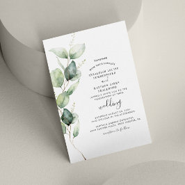 Eucalyptus Löv Botanical Grey Bröllop Inbjudningar