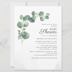 Eucalyptus Löv Botanical Par Baby Shower Inbjudningar