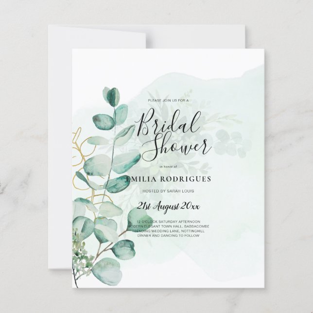 Eucalyptus Löv Bröllop Greenery QR CODE Modern (Framsida)