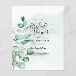 Eucalyptus Löv Bröllop Greenery QR CODE Modern Flygblad