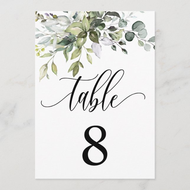Eucalyptus Löv Bröllop händelsemittskort för Bord Inbjudningar (Framsida)