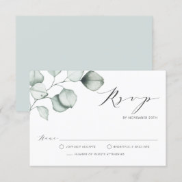 Eucalyptus Löv Bröllop med minimalistisk vattenfär OSA Kort
