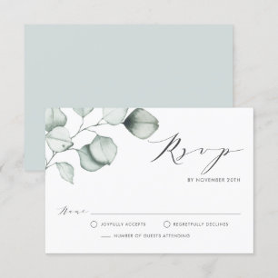 Eucalyptus Löv Bröllop med minimalistisk vattenfär OSA Kort