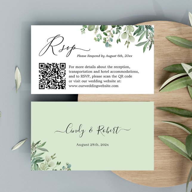 Eucalyptus Löv Bröllop OSA Webbplats QR-kod Tilläggskort (Skapare uppladdad)