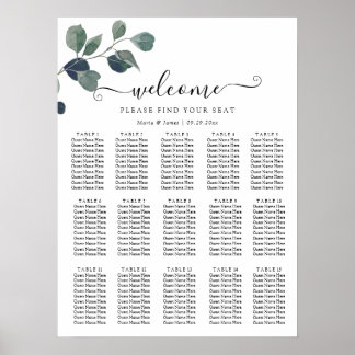 Eucalyptus Löv Bröllop-sätesdiagram Poster