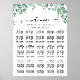 Eucalyptus Löv Bröllop-sätesdiagram Poster