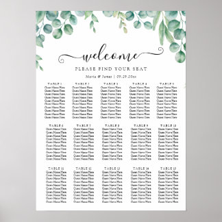 Eucalyptus Löv Bröllop-sätesdiagram Poster