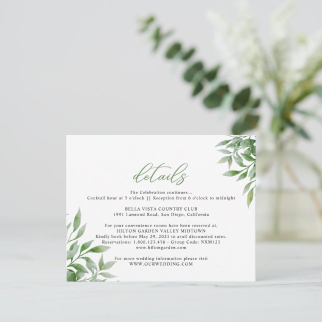 Eucalyptus Löv Bröllop Tilläggskort (Stående Fram)