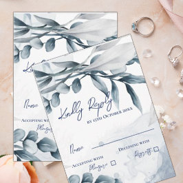 Eucalyptus Löv Dusty Blue Elegant bröllop OSA Kort