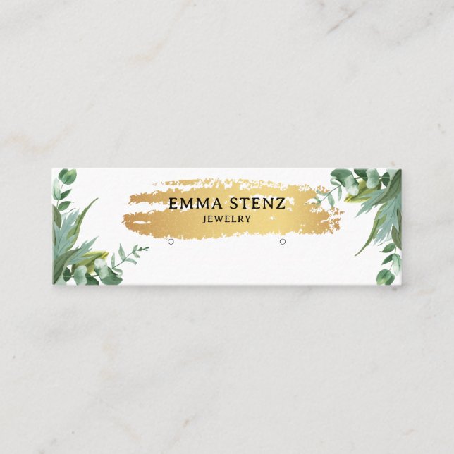 Eucalyptus Löv Earring Studs Ringar Mini Visitkort (Framsida)