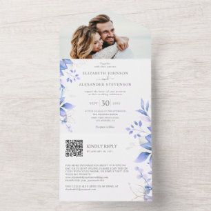 Eucalyptus löv elegant foto QR-kod bröllop